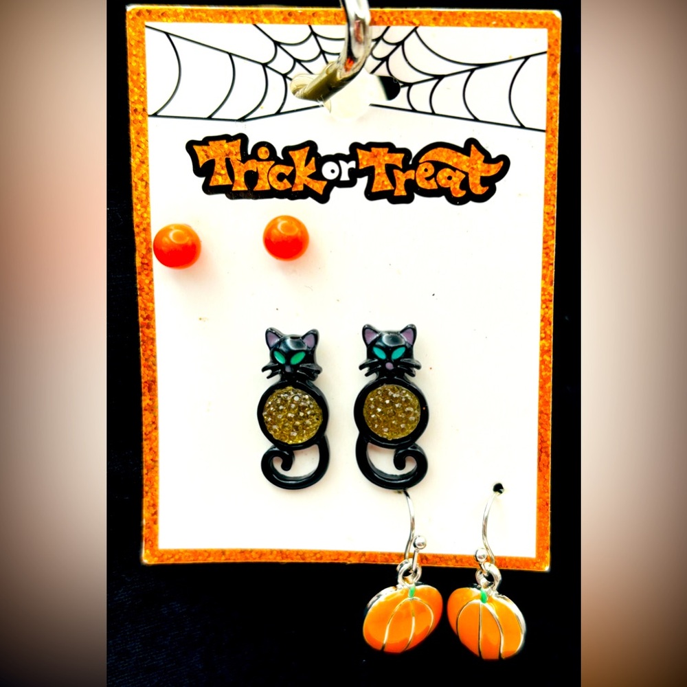🎃🐈‍⬛ Three Pairs of Halloween/Autumn-themed Earrings 🐈‍⬛🎃